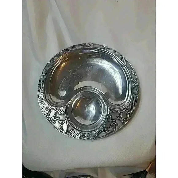 Wilton Armetale Crab Design Pewter Chip & Dip Bowl Metalware - Picture 10 of 10